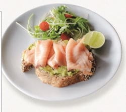 Avocado and salmon on toast